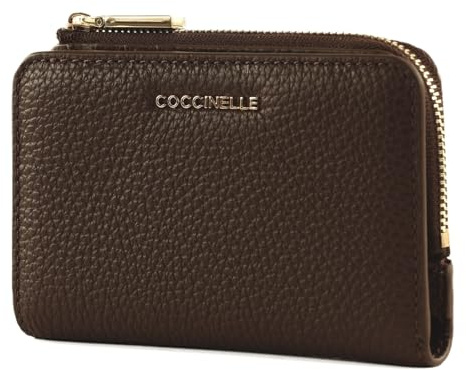 Coccinelle Cuir Porte-Monnaie Metallic Soft Wallet Brunette Marron foncé