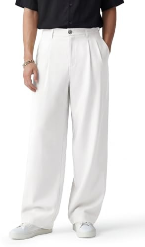 Heyfanee Pantalon Homme Habillé Taille Elastique Baggy Chino Pantalon Costume Homme Large