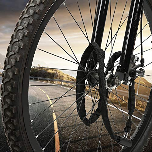 Cryfokt Candado de Cadena de Seguridad Extensible Candado de Cadena de Bicicleta Resistente para Scooter Eléctrico, de Llave Antirrobo para Motocicleta, Resistente y Duradero, Ideal para Ciclistas