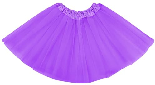 AYBUY Tutu Skirt for Girls, Elastic 3 Layered Tulle Tutu Skirt, Puffy Princess Fairy Dress for Kids Girls Dance Birthday Christmas Halloween Princess Party, Dark Purple