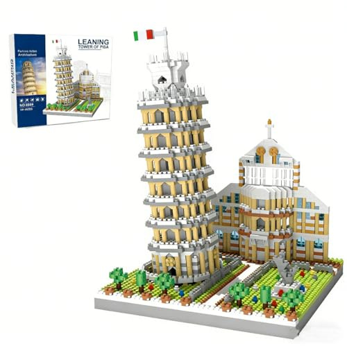 Yozelux Schiefer Turm von Pisa Bausteine Bausatz, Gedenk Architektur Modellbausatz, Weltberühmter Wahrzeichen Architektur Haus Bauklötze, Modular Haus Modell Kit für Erwachsene