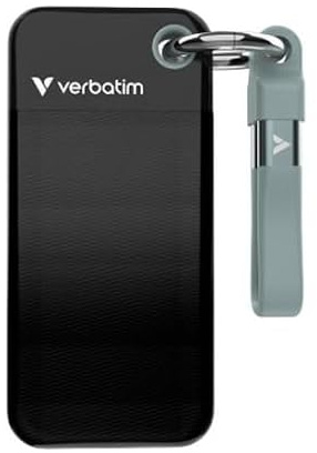Verbatim Pocket SSD 128 GB, extern SSD USB 3.2 Gen 2, upp till 1 000 MB/s läsning och skrivning, bärbar hårddisk för PC, Mac och konsol, svart/grå