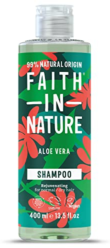 Faith In Nature Natürliches Aloe Vera Shampoo, verjüngend, vegan und tierversuchsfrei, ohne SLS oder Parabene, für normales bis trockenes Haar, 400 ml