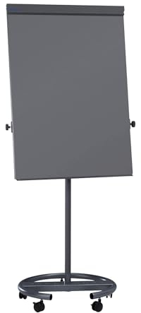 MAUL Flipchart MAULoffice 70x100cm | Mobiles Whiteboard mit 5 Fußrollen und Rundfuß | Magnetische Tafel mit Blockhalter und großer Ablageschale für Marker und Stifte | Höhenverstellbar | Anthrazit