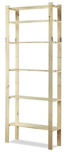 MODO24 Holzregal, 6 Regalböden, Eckregal, Standregal, Kellerregal, Lagerregal, Bücherregal, Wandregal, Büroregal, für Wohnzimmer, Küche, Keller, Garage, Abmessungen 200x80x28 cm, Farbe: Naturholz