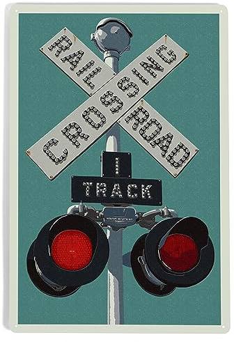 Lantern Press Railroad Crossing, Letterpress, 12x18 Inch Aluminum Sign, Indoor or Outdoor Use