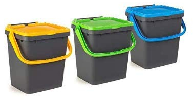 ECP35 - Set 3 Pattumiere Chiuse EcoPlus per Raccolta Differenziata Ecologiche 35 Litri