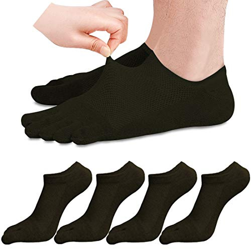 MOAMUN 5 Pares Calcetines Del Dedo Del Pie De Los Hombres De Algodón De Corte Bajo Liner Calcetines5 Calcetines Del Dedo Para Los Hombres Transpirables Y Suaves (negro)