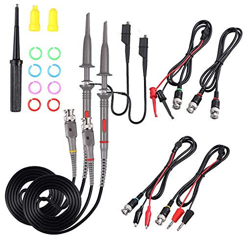 Universal Oscilloscope Probe with Accessories Kit 100MHz Oscilloscope Clip Probes with BNC to Minigrabber Test Lead Kit