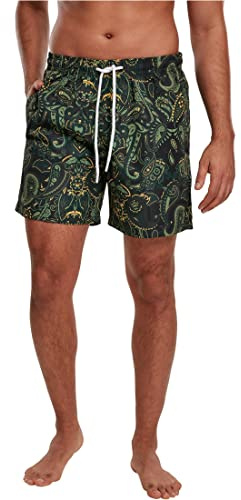 Urban Classics Badbyxor för män, Paisley badshorts, badshorts för män med paisley-tryck, storlekar S – XXL, Paisley, L