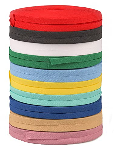 Matory 10 Rolls 10 Colors Double Fold Bias Tape Bias Binding Tope for Sewing Piping Hemming Binding Quilting