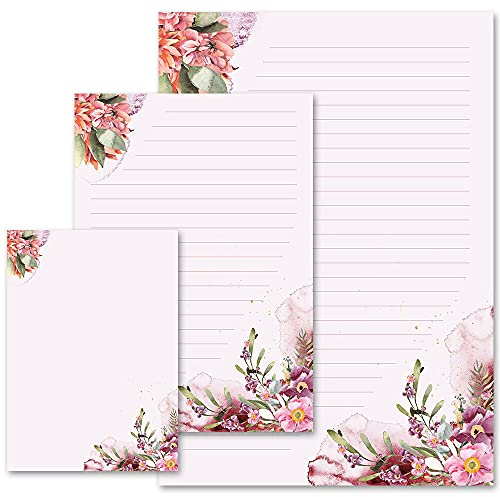 50 Sheets Motif Letter Paper! Flower TIME DIN A5 - Flowers & Petals