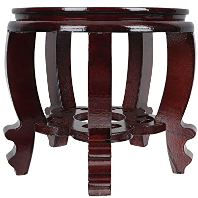 DOITOOL Wooden Carved Vase Stands: Wood Planter Stand Stool Style Plant Stand Holder Indoor Fishbowl Stand for Vase Display Brown