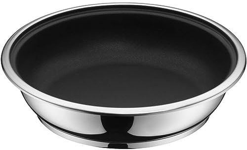 WMF Click&Serve - Sartén de inducción (24 cm, sin mango de acero inoxidable, resistente a los arañazos, con revestimiento de acero inoxidable Cromargan, apta para todo tipo de fuegos)