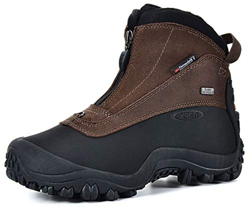 XPETI Men's SnowRider Zipper Waterproof Winter Walking Hiking Boots Insulated