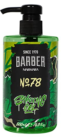 BARBER MARMARA Rasiergel Männer No.78 - Herren Rasiergel transparent 500ml - Shaving Gel Men - für eine präzise Rasur der Bartkonturen - optimales Gleiten - Kühlt die Haut - mit Pumpenspender