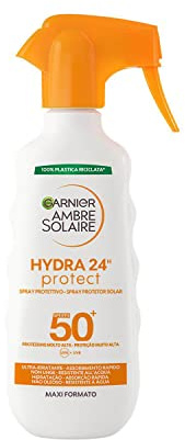 Garnier Ambre Solaire Hydra 24 Spray Gachette Protettivo SPF50+, 270 ml