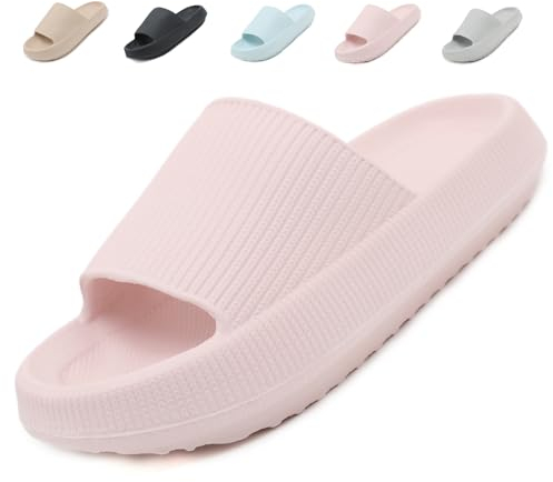 Uniuni Cozislides Original Slippers Damen Wolken Hausschuhe Cloudyzz Schlappen Dicke Sohle Eva Dusch Badeschuhe Weich rutschfest Badelatschen Leichte Bequem Badeschlappen Indoor Outdoor Rosa 36/37
