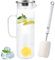 Diompirux Carafe en verre de 1,5 Litre, Transparent et résistant à la chaleur bouteille borosilicaté Avec Brosse et Couverture, Cruche en Verre avec Couvercle et Anse, pour Boisson Froide et Chaude