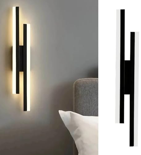DELIPOP Applique da Parete Interno Moderna, 16W Lampada da Parete LED Bianco Caldo 3000K, Nero Lampada a Muro in Alluminio per Soggiorno Camera da Letto Scale Corridoio