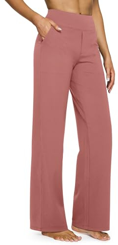 G4Free Yoga Pants with Pockets Wide Leg Trousers for Women UK Dress Ladies Stretch Work Trousers Casual Joggers Petite Cameo,S