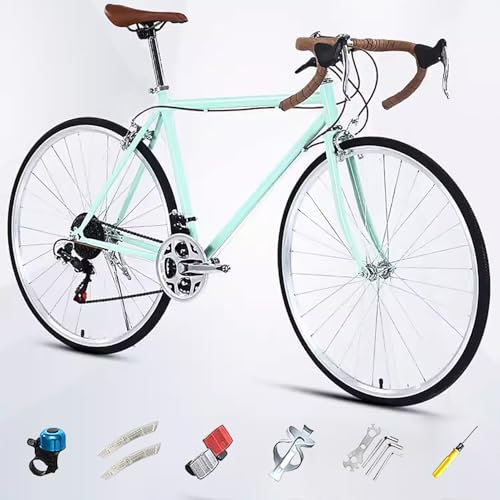 Bicicleta de Carretera 700C para Hombre y Mujer, Bicicleta de Ciudad Vintage, Single Speed, Freno de Sujeción, Cuadro de Acero de Alto Carbono, Bicicleta de Paseo C,Variable Speed