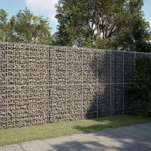 Brokky Gabion Basket with Cover 350x100x200 cm Galvanised Iron-Gabion Wall Mesh Wire Stone Basket Galvanised Iron Stone Basket Outdoor Spiral Planter Retaining Wall