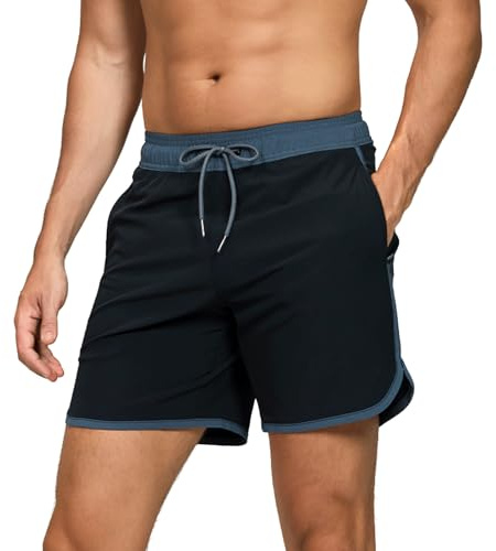 TMEOG Herr Badbyxor Badshorts Pool Surfing Snabbtorkande Boxershorts Hav Strand Baddräkt Vintage Badshorts med Fickor och Dragsko