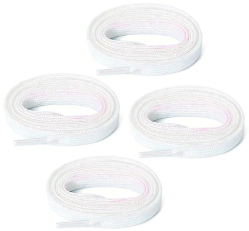 Leliafleury 2 Pairs Glitter Flat Shoelaces 120cm*10mm Metallic Glitter Shoelaces Sparkly Shoe Laces White Replacement Shoe Laces for Sneakers Skate Boots Sport