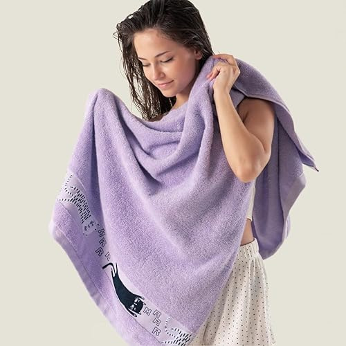 ZWOLTEX - Kinder Handtuch Set, 3 Stück: 30x50/ 50x70/ 70x130 cm, Badetuch aus 100% Ägyptische Baumwolle, Kinderhandtuch Oeko-TEX Standard, Weich und saugfähig duschtuch - Katzen/Lila