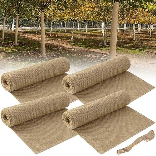 GIONAR Lot de 4 rouleaux de 3 m x 25,5 cm - Protection hivernale pour plantes - Protection hivernale - Ruban de jute pour plantes - Protection hivernale - Protection contre le gel et l'humidité