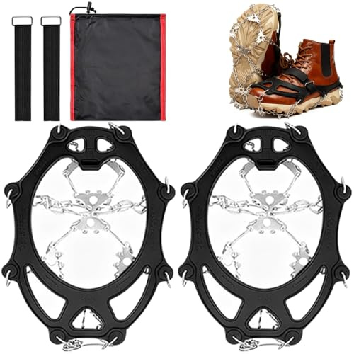 Crampons Antidérapants pour Chaussures avec 23 Pointes en Acier Inoxydable, Crampons pour Chaussures, Crampons à Neige pour Chaussures