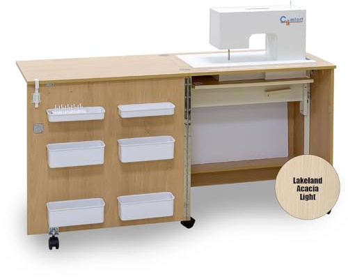 Comfort 1 Mobili per macchina da cucire e Overlock, mobili da cucire, Sewing Table, Sewing Cabinet (Lakeland Acacia Light, L)