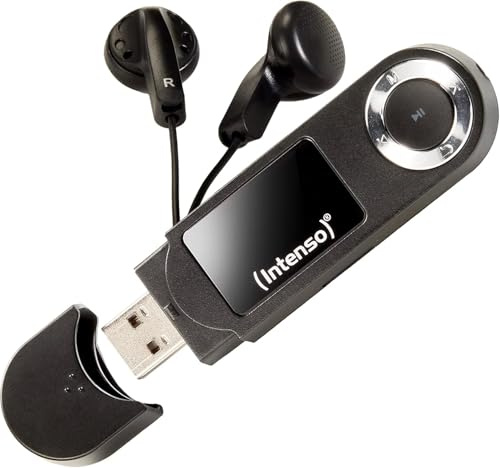 Intenso Music Walker MP3 Player 64 GB mit LCD Display, microSD Karte, USB 2.0, AAA Batterie, Kopfhörer, schwarz