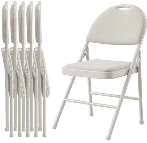 GarveeMore Set di 6 sedie pieghevoli in ecopelle, effetto metallo, seduta imbottita, sedia da giardino, pieghevole, in ecopelle, leggera, pieghevole, per casa, ufficio, sala da pranzo e ricevimento