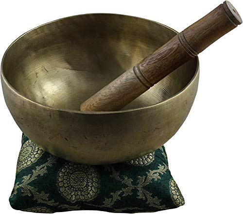 Cuenco tibetano de oración, cuencos de oración, Rin Gong/Suzu Gongs – batidor envuelto en cuero (1200 gramos 19.5 cm)