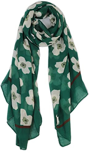 Van Der Rich ® - Foulard Mi-Saison en qualité Coton-Viscose Motif Fleur 90cm*180cm - Femme (Khaki-2)