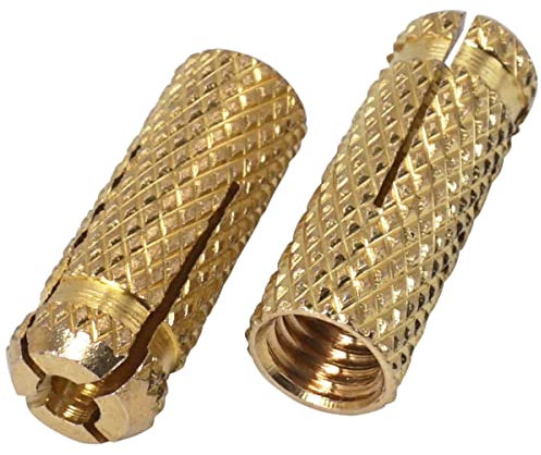 SKIR'CO (50 piezas) Anclajes de latón M8 x 28 mm, manguito de perno, tacos de pared de expansión, anclaje de hormigón de mampostería