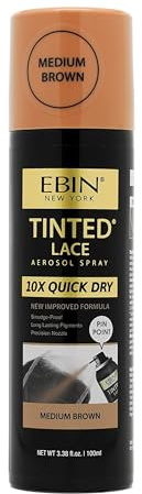 EBIN NEW YORK Lot de 10 sprays de dentelle teintée à séchage rapide, 100 ml, marron moyen