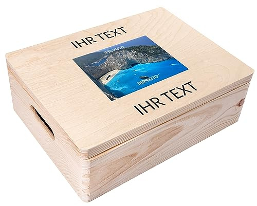 Creative Deco Personalised Any Text + Any Photo Gifts for Women, Men | Girls or Boys | Individualised Gift Box for Him / Her | Customised Wooden Storage Box | Perfect as a Keepsake or Decoration