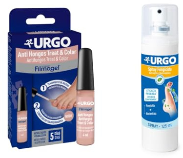 Urgo Pack Anti-Hongos – Urgo Treat & Color Filmogel - Frasco de 4ml + Urgo Spray Fungicida Antiséptico para Pies - Spray de 125 ml