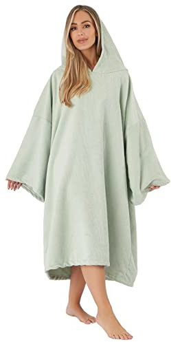 OHS Towel Poncho Adult Hooded Large Bath Swim Surf Beach Absorbent Microfiber Dry Changing Robe for Men Boys Quick Dry, Sage Green