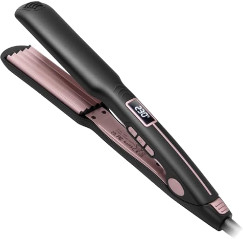 OKWRAP Kreppeisen Für Die Haare, PTC Ceramic Kreppeisen Für Volumizing Haar, Crepe Eisen Haare,kreppeisen haare Mit Temperatur Einstellbar Und LCD-Display, Long-Last Styling Glätteisen (Schwarz)