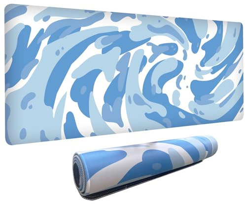 Fluid Pattern XXL Mouse Pad, Thick Waterproof Desk Mat with Stitched Edge