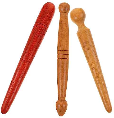 Hoement Bâton D'acupression en Bois Outil de Massage Multifonction 3pcs Bords Arrondis et Extrémité Fine pour Point de Déclenchement et Réflexologie du Corps Entier en Massage