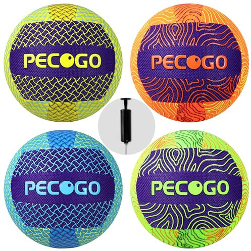 PECOGO Waterproof Volleyball Size 5, 4-Pack with Pump