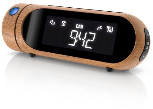 CSL - DAB Plus Radio - Radiowecker Projektionswecker digital – DAB/DAB+ / FM Radio mit je 20 Speicherplätzen – Ladeausgang – 4 Helligkeitsstufen – dimmbare Projektion