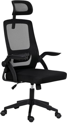 Altaudia Sedia da scrivania e ufficio di lavoro - Ergonomica regolabile e reclinabile - Bracciolo mobile, Testa, Poggiatesta, Funzione di inclinazione, Sedia girevole, Supporto lombare, Nero