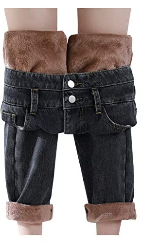 Celanisai Jean thermique pour femme - Taille haute - Rembourré - Stretch - Push Up - Chaud - Hiver - Pantalon thermique en polaire - Jeggings skinny Denim - Pantalon avec intérieur en polaire