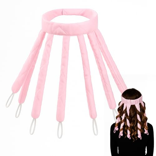 Bigodino Lungo Per Boccoli – Fascia morbida in tessuto per onde naturali – Heatless curl rosa